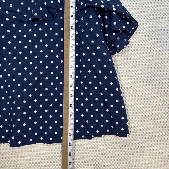 J. Crew Cold Shoulder Top Ruffle Polka Dot‎ Blouse Navy Blue Womens 4 - Picture 9 of 9
